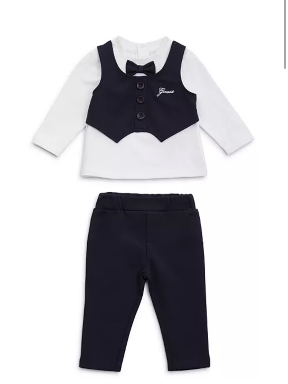 Guess Navy and White Faux Vest Two-Piece Set for Kids